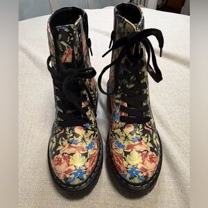 Sugar Black Floral Lace-Up Boots